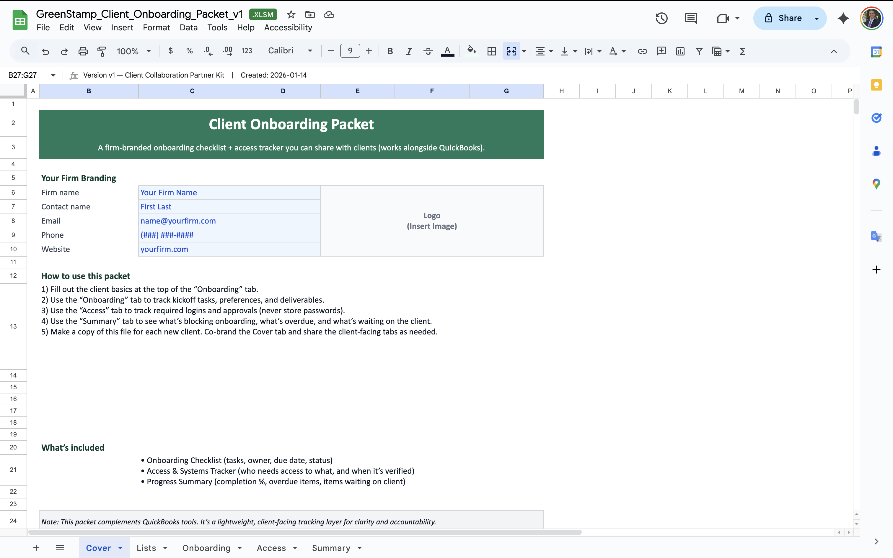Client Onboarding Packet cover